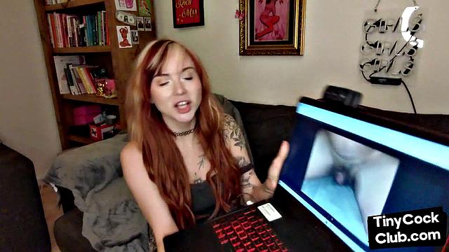 Seducing redhead perverted lady talks about small dicks