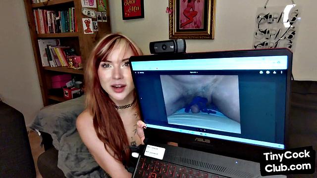 Seducing redhead perverted lady talks about small dicks