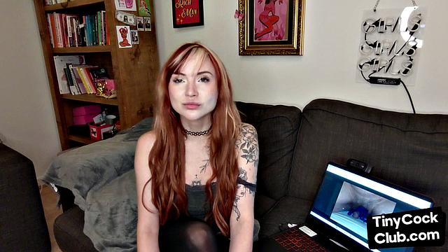Seducing redhead perverted lady talks about small dicks