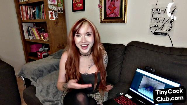 Seducing redhead perverted lady talks about small dicks