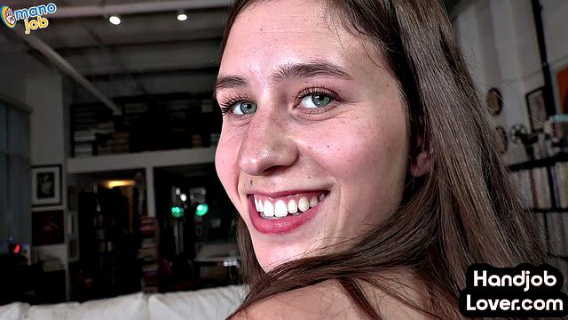 Cum-thirsty babe teasing lucky guy in POV