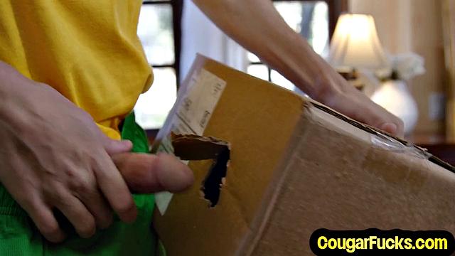 pierced busty MILF banged by stud