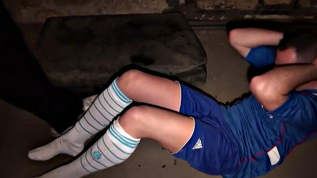 Amateur sportive stud assfucked by jock in the basement