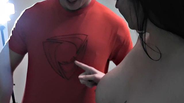 Scurvy slut takes on one dick at a time in British threesome