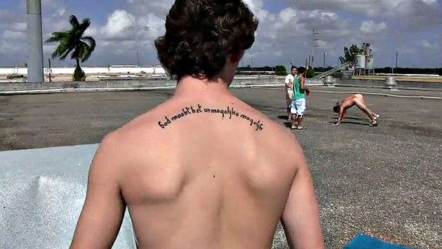 Hazed str8 studs fucked outdoors and in dormitory 3some