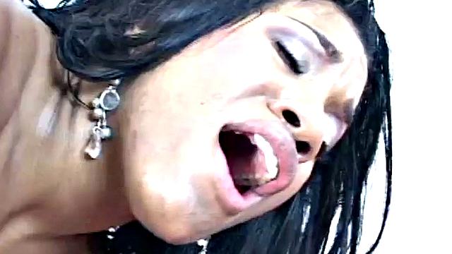 Foot fetish ebony gags on big black cock