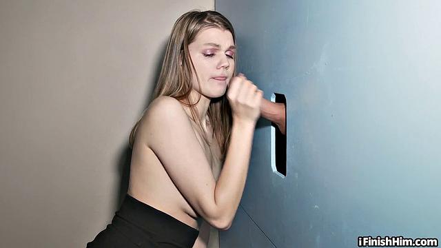 Amateur tattooed teen GF gives a sloppy BJ to lucky guy in the glory hole