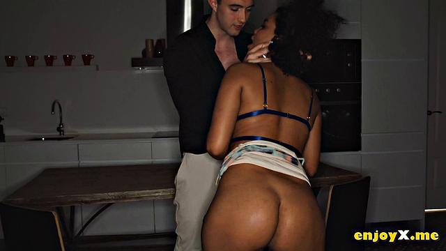 Horny brown-haired Selva wanted breakfast but got dirty in the kitchen. Enjoy red-hot porn!