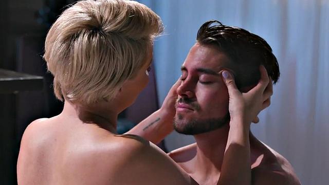 Titfucking massaging MILF fucked in cunt in missionary