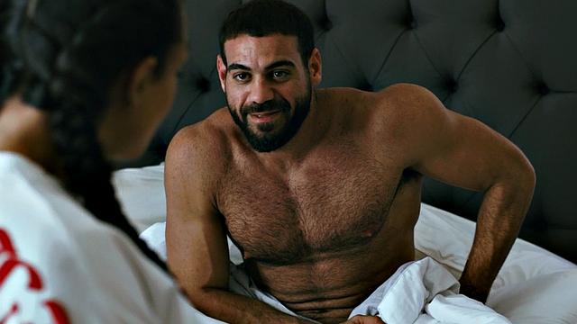 Busty tattooed TS babe banged by muscled stepdad