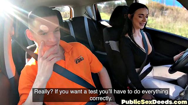 Real petite driving learner eaten