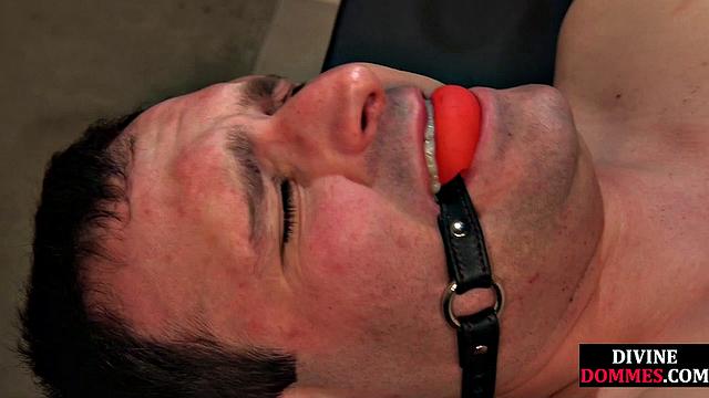 Strapon domina subduing and gagging loser