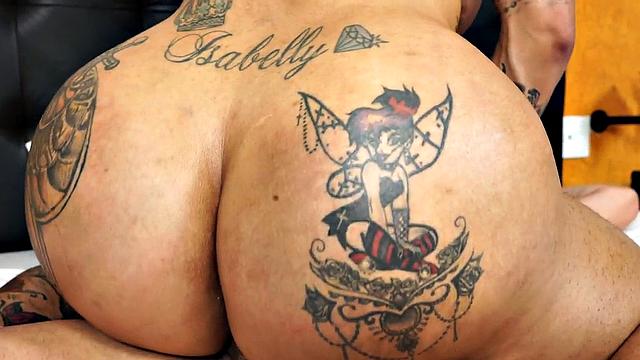 Latina with huge tits and oiled up ass takes on two cocks at once in doggy and cowgirl positions