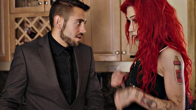 Lingerie trans babe rims and sucks in trio before bareback sex