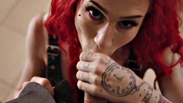 Lingerie trans babe rims and sucks in trio before bareback sex