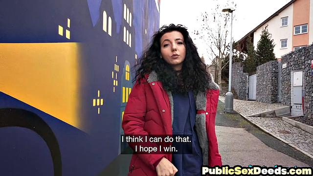 Stunning babe sucking stranger