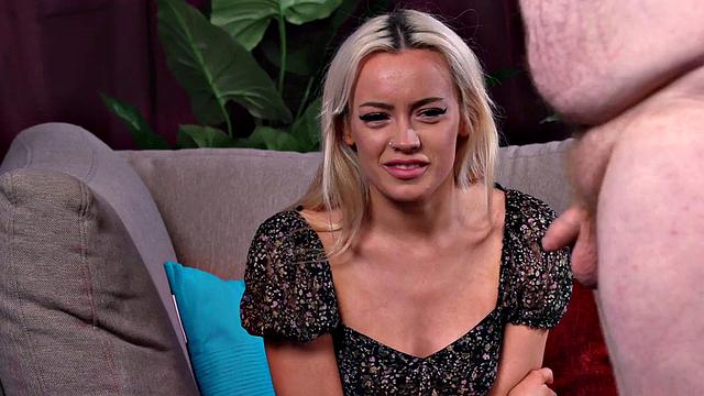 SPH CFNM British babe in dress and heels wanks small pecker