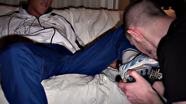 Sneakers fetish stud fucked by BF after cocksucking