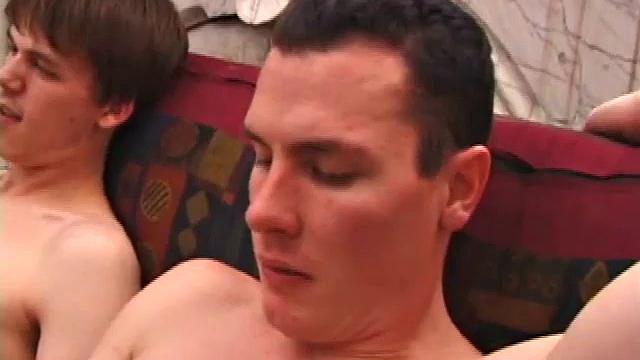 In this hot foursome, it's fun to watch two side-by-side blow jobs. Everyone gets a taste of the other's cock, before Roar fucks Torque.