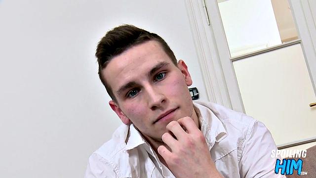 Skinny cute twink enjoys sucking