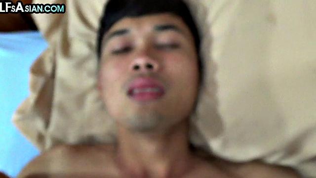 Petite Asian twink barebacked by DILF