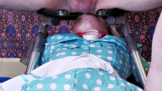 Piss drinking slave teen is orally rammed