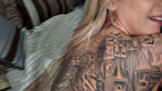 Kinky stepdaughter with tattoos talks dirty before getting pounded in POV