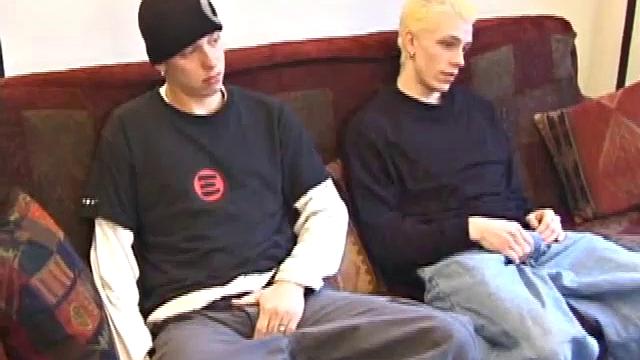 After they each work their baggies for a while, Roar is the first to lend a helping hand, and then a mouth. By the time they both strip and jack side-by-side, Shane has already produced major leakage, before going down on Roar.