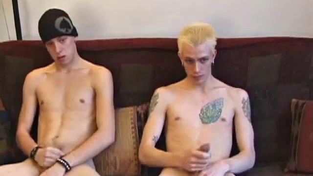 After they each work their baggies for a while, Roar is the first to lend a helping hand, and then a mouth. By the time they both strip and jack side-by-side, Shane has already produced major leakage, before going down on Roar.