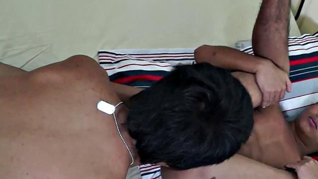 Slim Asian rimmed and by bf after giving blowjob