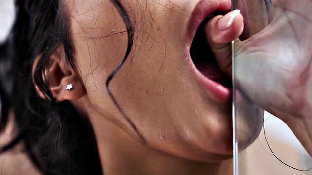 Passionate sex with Asian babe in bathroom getting doggystyled