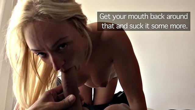 Hot blonde babe gets wild with her boyfriend as he watches