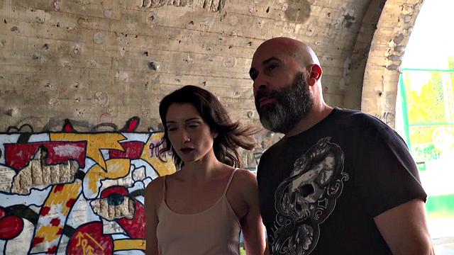 Public slut bound and facefucked outdoors