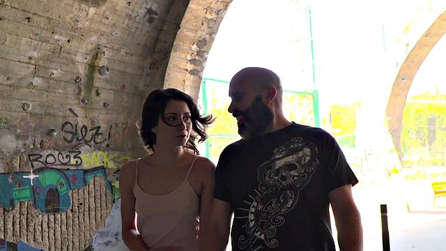 Public slut bound and facefucked outdoors