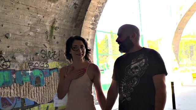 Public slut bound and facefucked outdoors