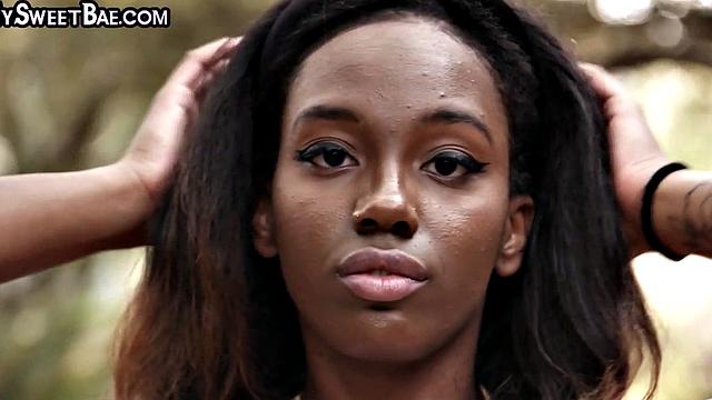 Upskirt nubian teasing with her moist pussy