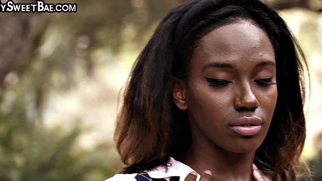 Upskirt nubian teasing with her moist pussy