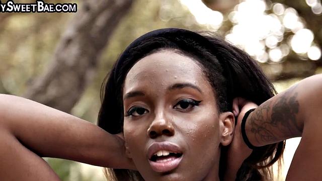 Upskirt nubian teasing with her moist pussy