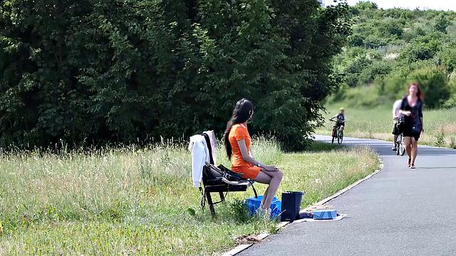 LAW4k. Teen babe with black hair receives hard pricks of cops in twat