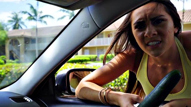 A trimmed and petite brunette ride in POV before getting her tight pussy pounded from behind