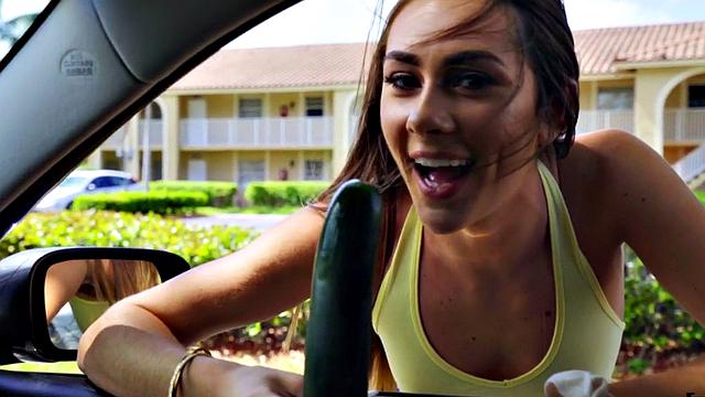 A trimmed and petite brunette ride in POV before getting her tight pussy pounded from behind