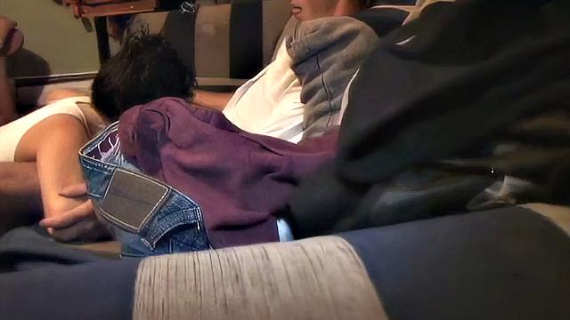 Filthy teen slut goes down on cock