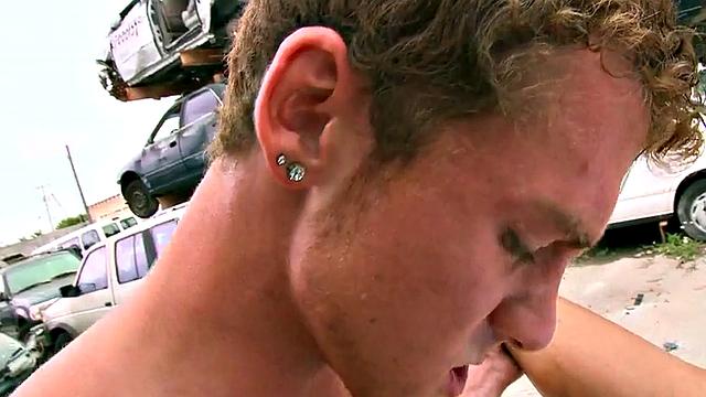 Muscled black picked up and fucked outdoors in ass