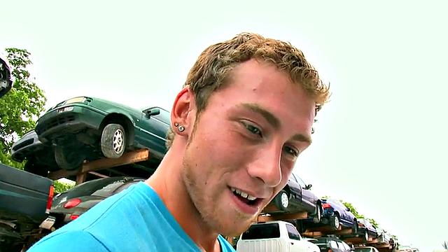 Muscled black picked up and fucked outdoors in ass