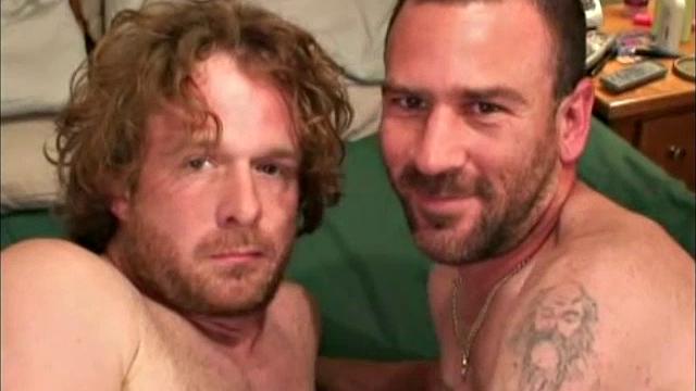 Eric and Joey are both sexy guys, but it looks like nerves played a big role in this video ending up less successful than I'd hoped for. Married and gruff Eric got excited quickly, and Joey acted shu.