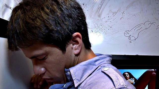 Fooled Asian dude gets gloryhole gay oral