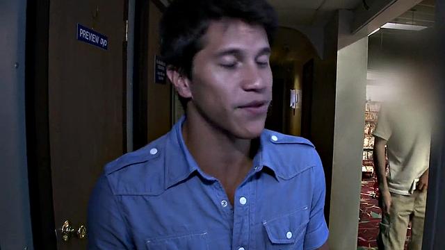 Fooled Asian dude gets gloryhole gay oral