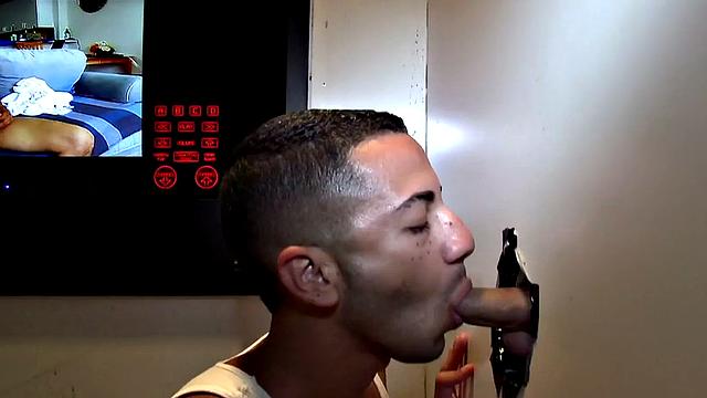 Fooled Asian dude gets gloryhole gay oral