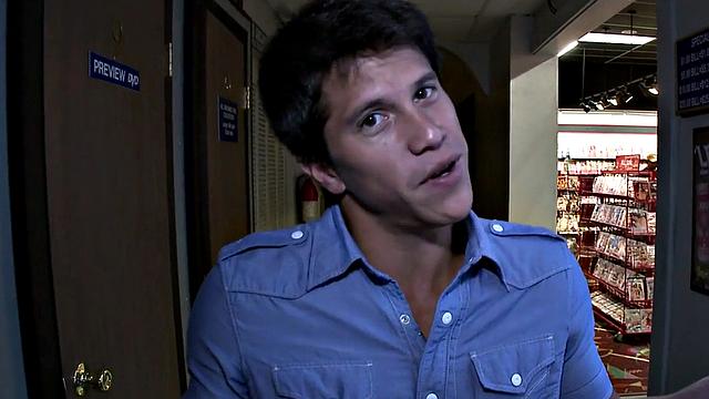 Fooled Asian dude gets gloryhole gay oral