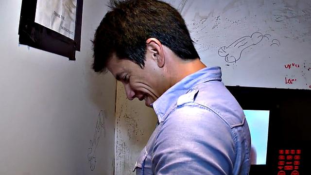 Fooled Asian dude gets gloryhole gay oral